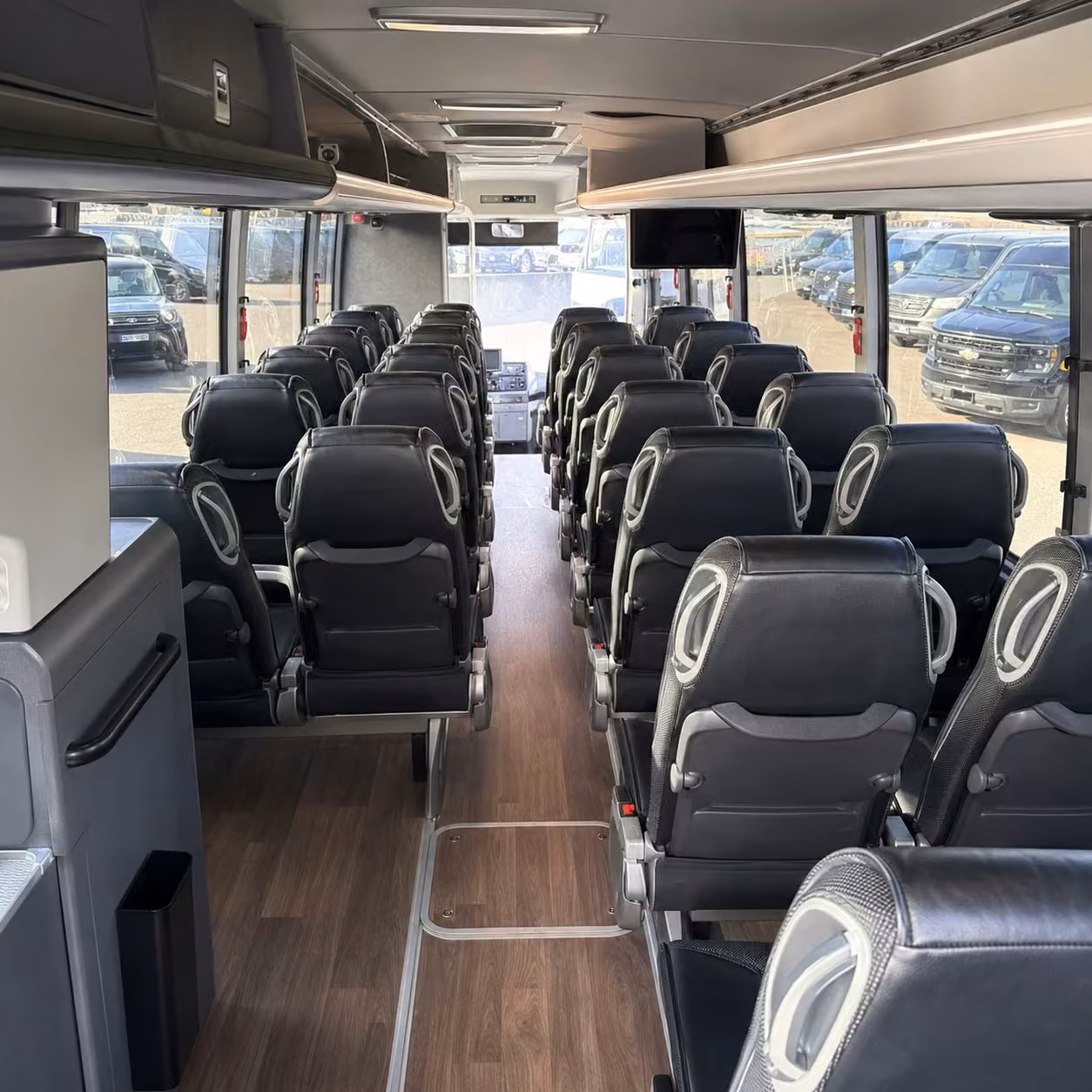 college station charter bus rental interior
